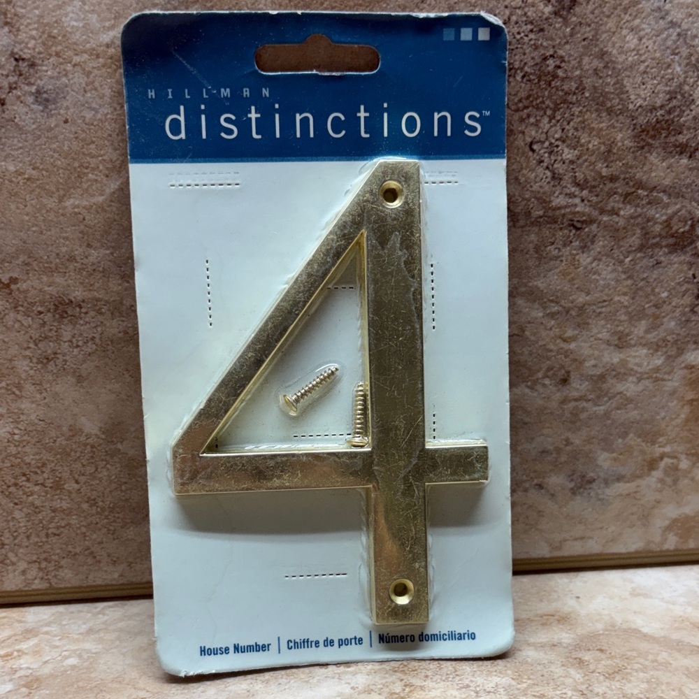 Hillman Distinctions 5 inch Brass finish Zinc diecast #4 house number